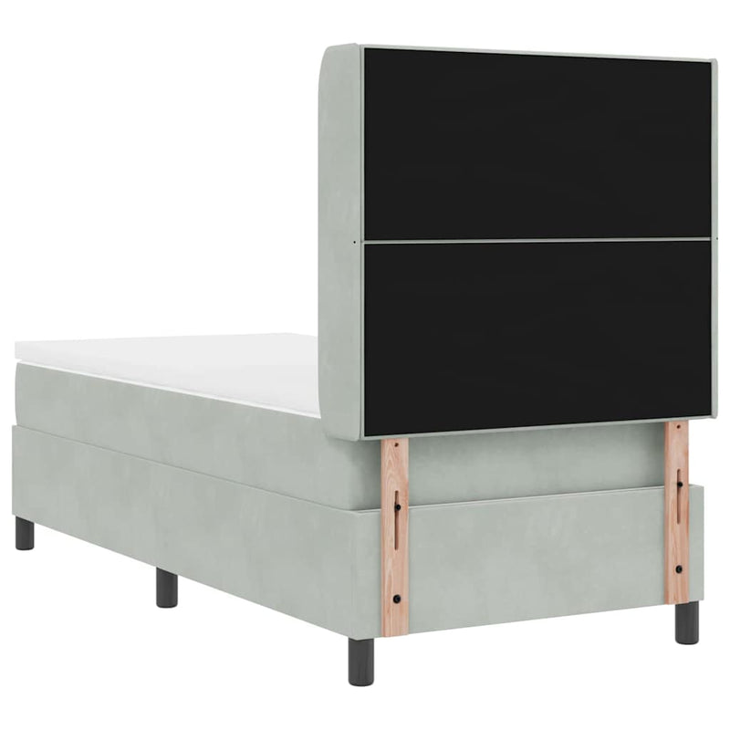 vidaXL Boxrugós ágy fejtámlával Világosszürke 80 x 200 cm Bársony