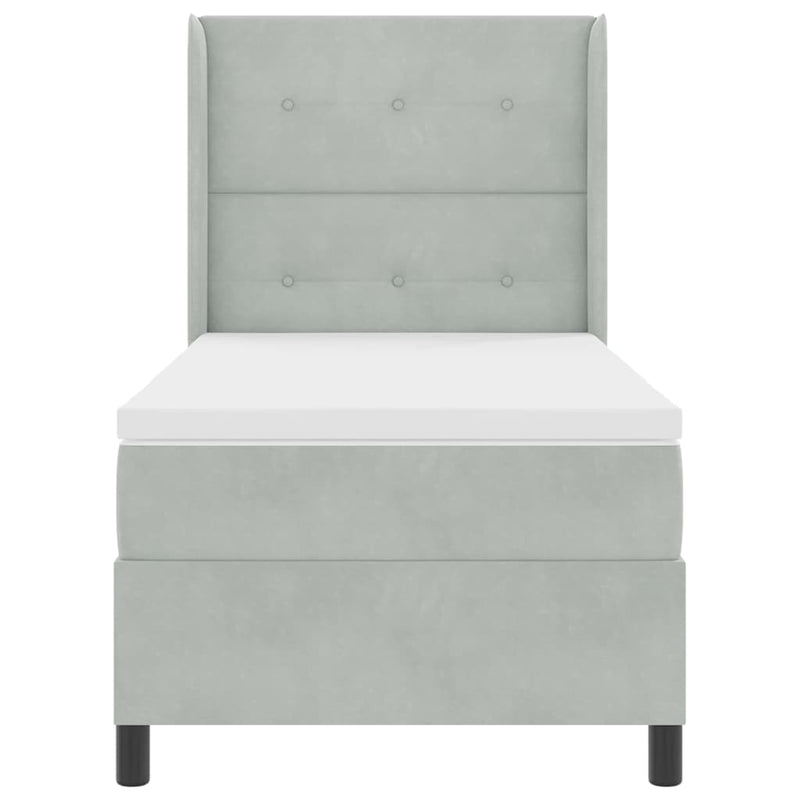 vidaXL Boxrugós ágy fejtámlával Világosszürke 80 x 200 cm Bársony
