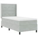 vidaXL Boxrugós ágy fejtámlával Világosszürke 90 x 190 cm Bársony