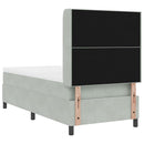 vidaXL Boxrugós ágy fejtámlával Világosszürke 90 x 190 cm Bársony