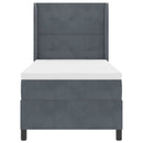 vidaXL Boxrugós ágy fejtámlával Sötétszürke 100 x 200 cm Bársony