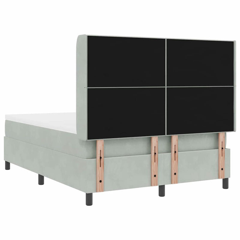 vidaXL Boxrugós ágy fejtámlával Világosszürke 160 x 200 cm Bársony