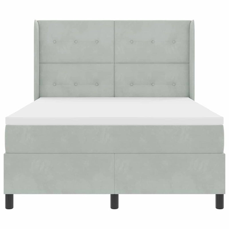 vidaXL Boxrugós ágy fejtámlával Világosszürke 160 x 200 cm Bársony
