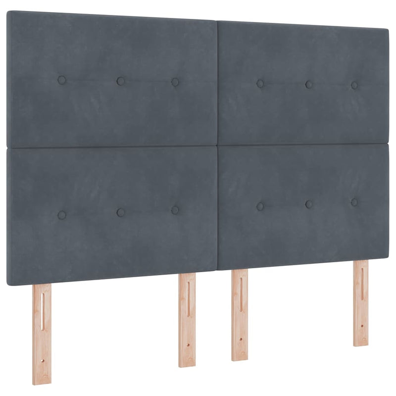vidaXL Boxrugós ágy fejtámlával Sötétszürke 160 x 200 cm Bársony