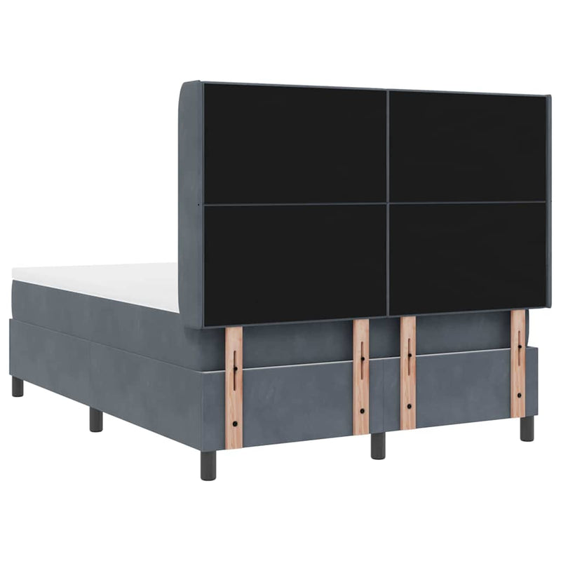 vidaXL Boxrugós ágy fejtámlával Sötétszürke 160 x 200 cm Bársony