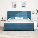 vidaXL Boxrugós ágy matracmal fejtámlával Kék 100 x 200 cm Bársony