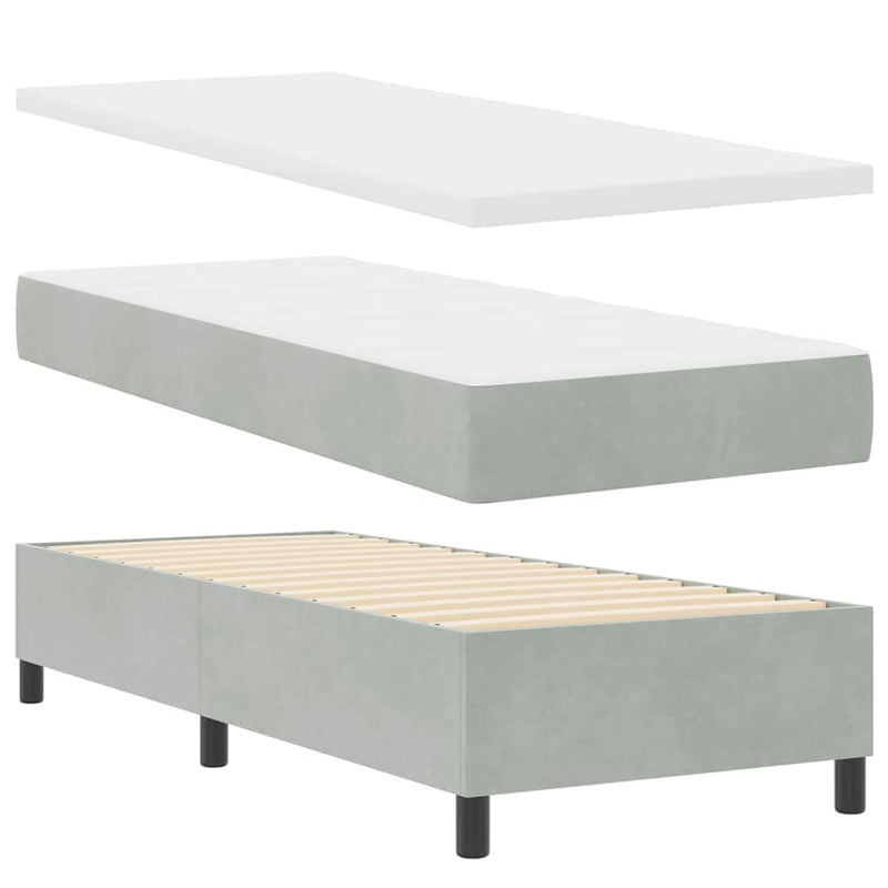 vidaXL Boxrugós ágy fejtámlával Világosszürke 80 x 200 cm Bársony