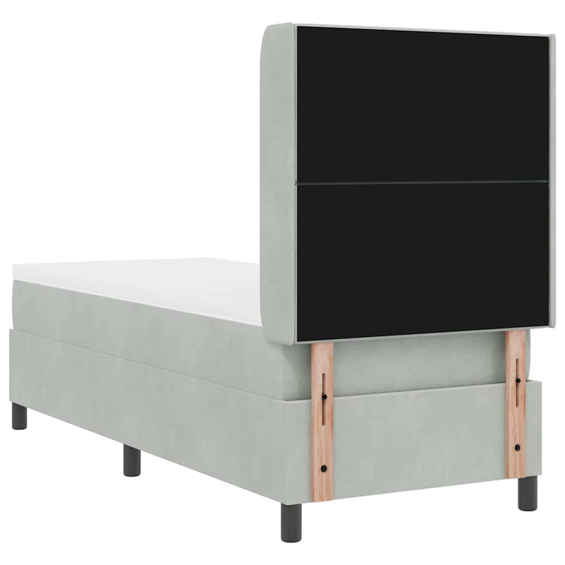 vidaXL Boxrugós ágy fejtámlával Világosszürke 80 x 200 cm Bársony