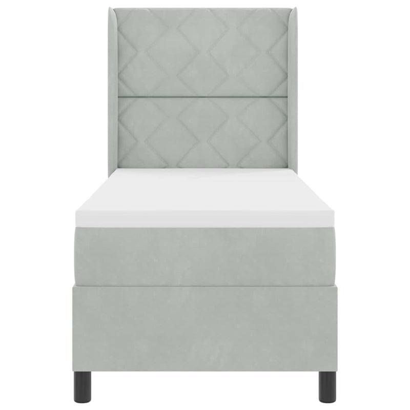 vidaXL Boxrugós ágy fejtámlával Világosszürke 80 x 200 cm Bársony