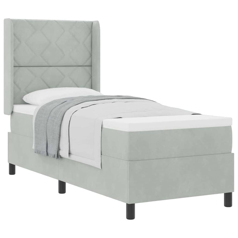 vidaXL Boxrugós ágy fejtámlával Világosszürke 80 x 200 cm Bársony