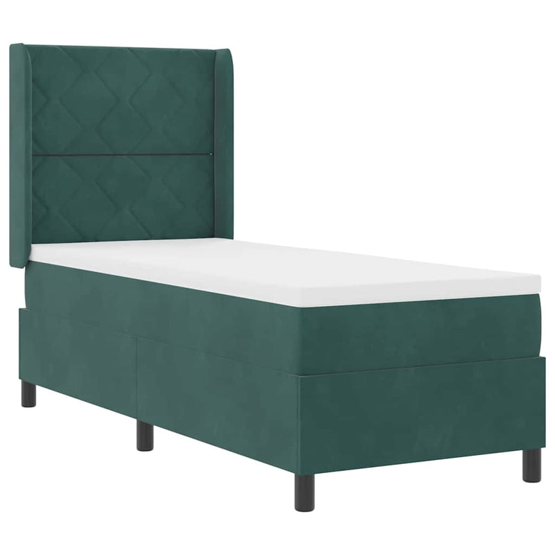 vidaXL Boxrugós ágy fejtámlával Sötétzöld 80 x 200 cm Bársony