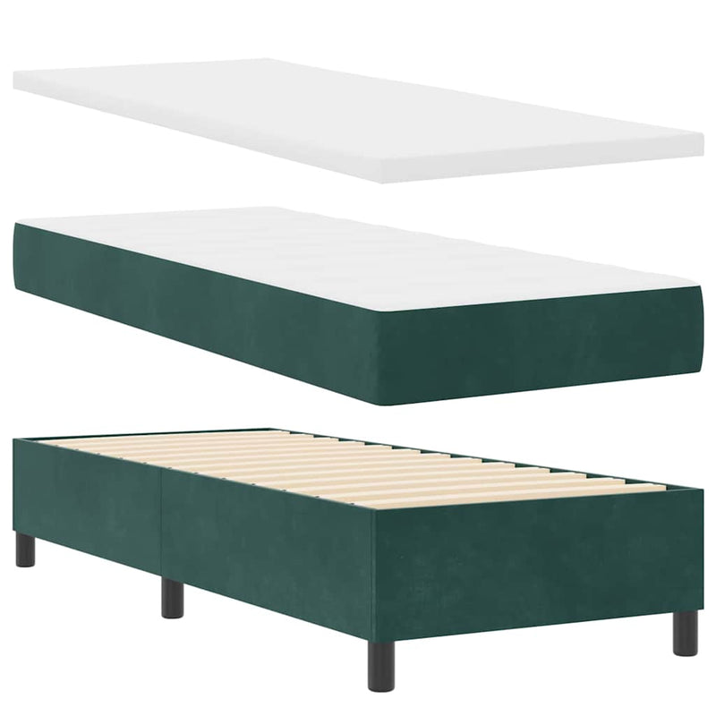 vidaXL Boxrugós ágy fejtámlával Sötétzöld 80 x 200 cm Bársony