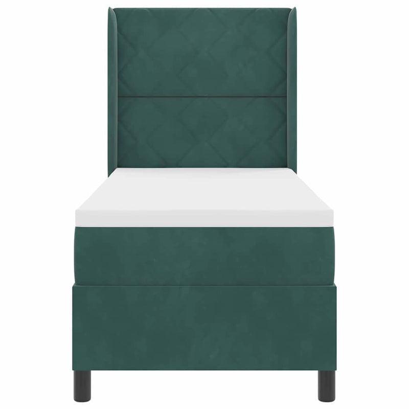 vidaXL Boxrugós ágy fejtámlával Sötétzöld 80 x 200 cm Bársony