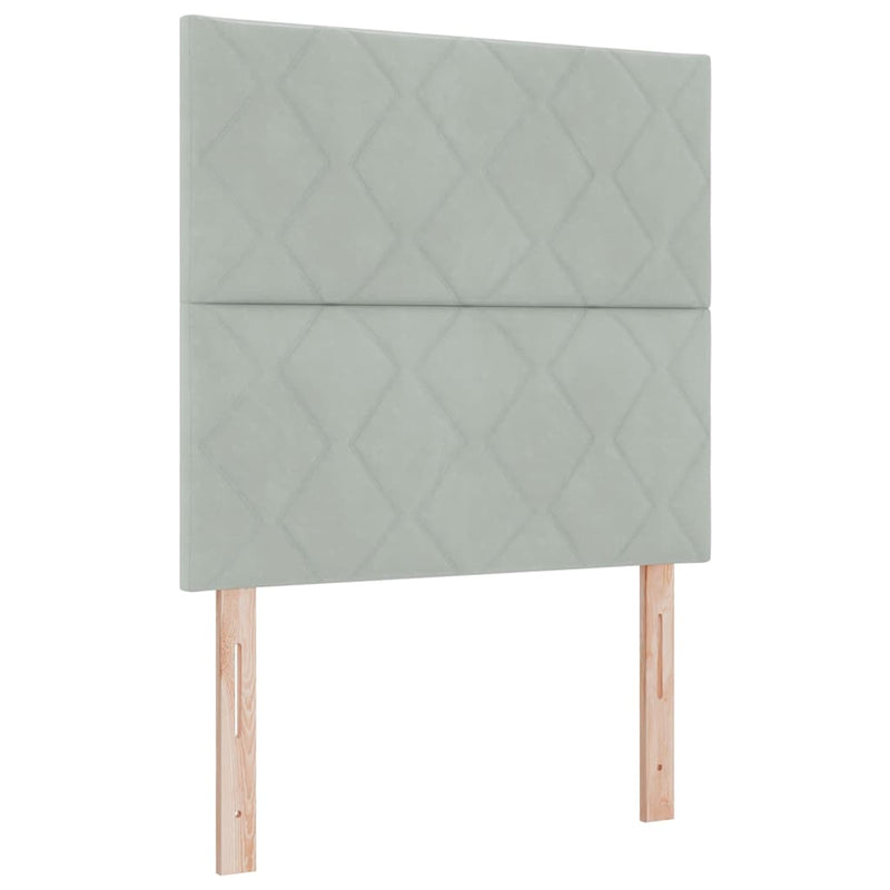 vidaXL Boxrugós ágy fejtámlával Világosszürke 90 x 200 cm Bársony