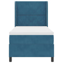 vidaXL Boxrugós ágy fejtámlával Kék 90 x 200 cm Bársony