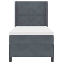vidaXL Boxrugós ágy fejtámlával Sötétszürke 100 x 200 cm Bársony