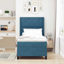 vidaXL Boxrugós ágy fejtámlával Kék 100 x 200 cm Bársony