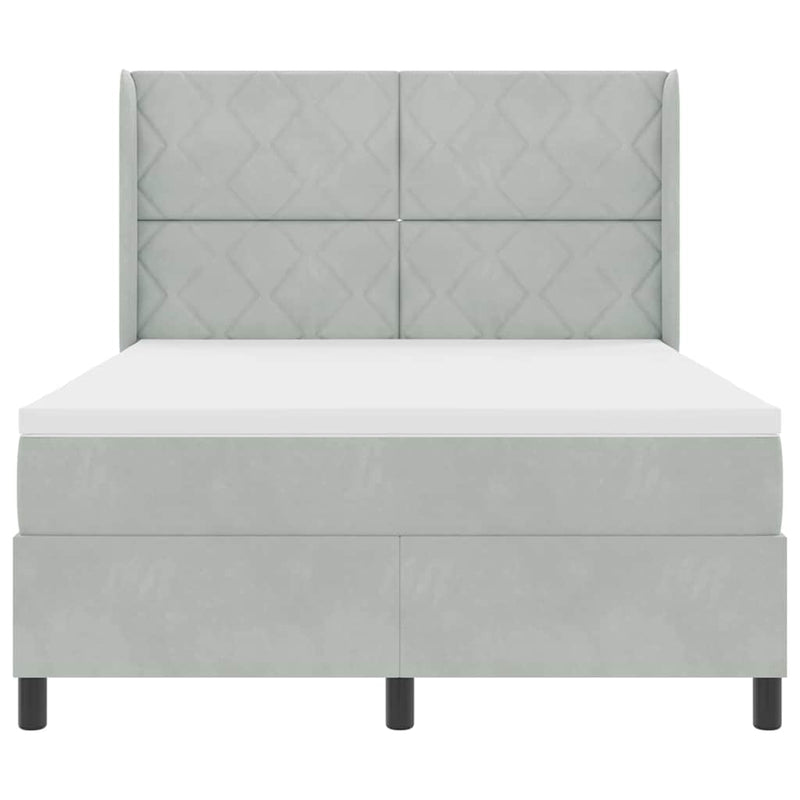 vidaXL Boxrugós ágy fejtámlával Világosszürke 140 x 190 cm Bársony