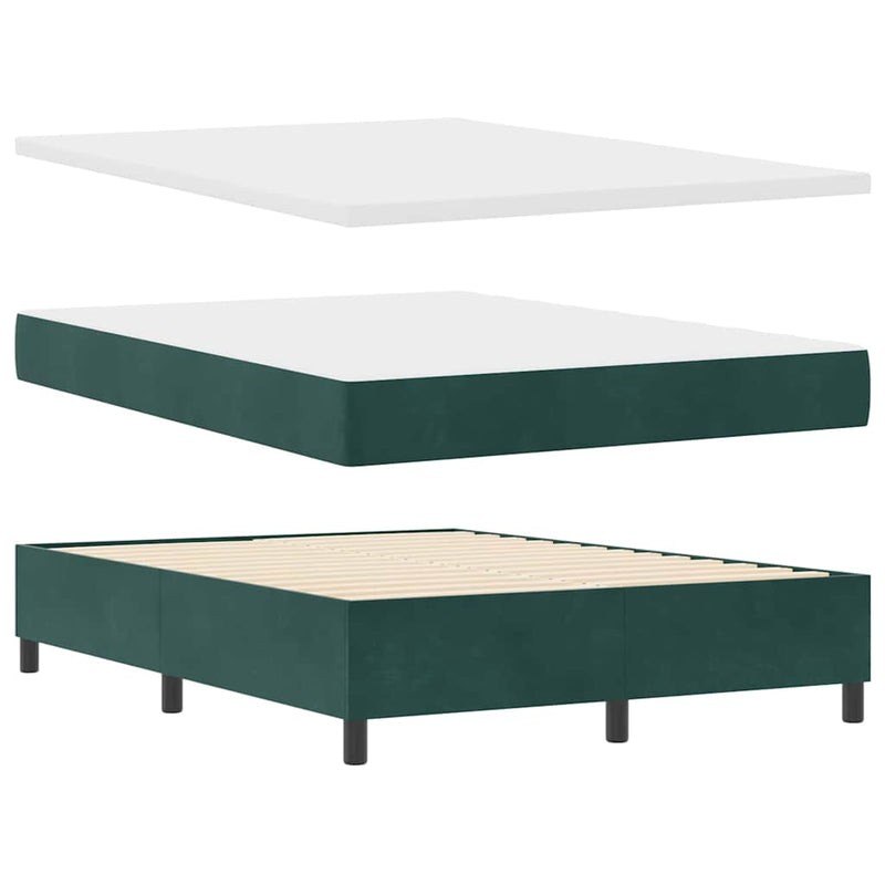vidaXL Boxrugós ágy fejtámlával Sötétzöld 140 x 190 cm Bársony