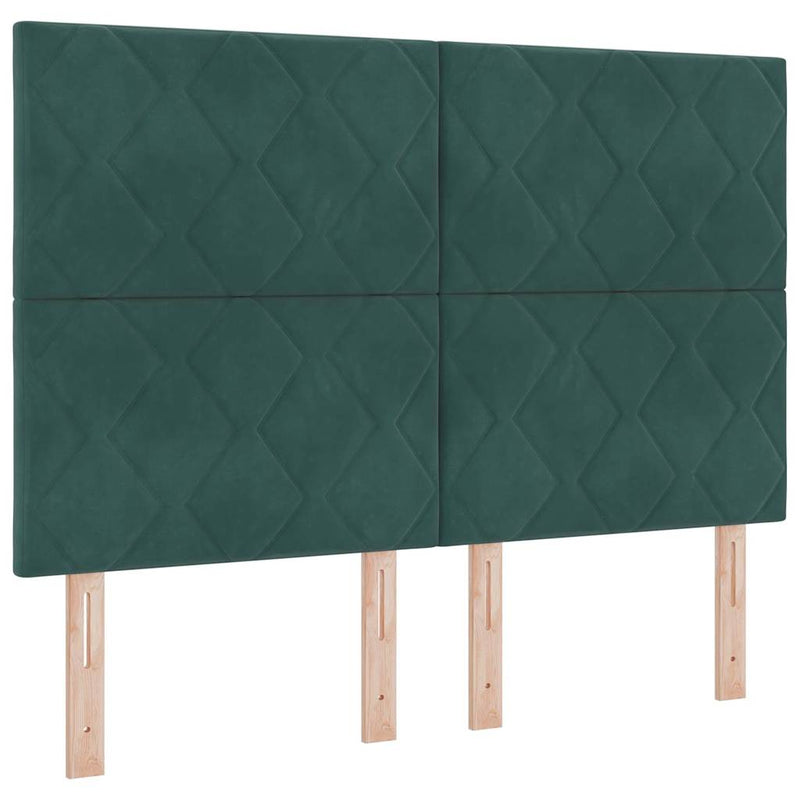 vidaXL Boxrugós ágy fejtámlával Sötétzöld 140 x 190 cm Bársony