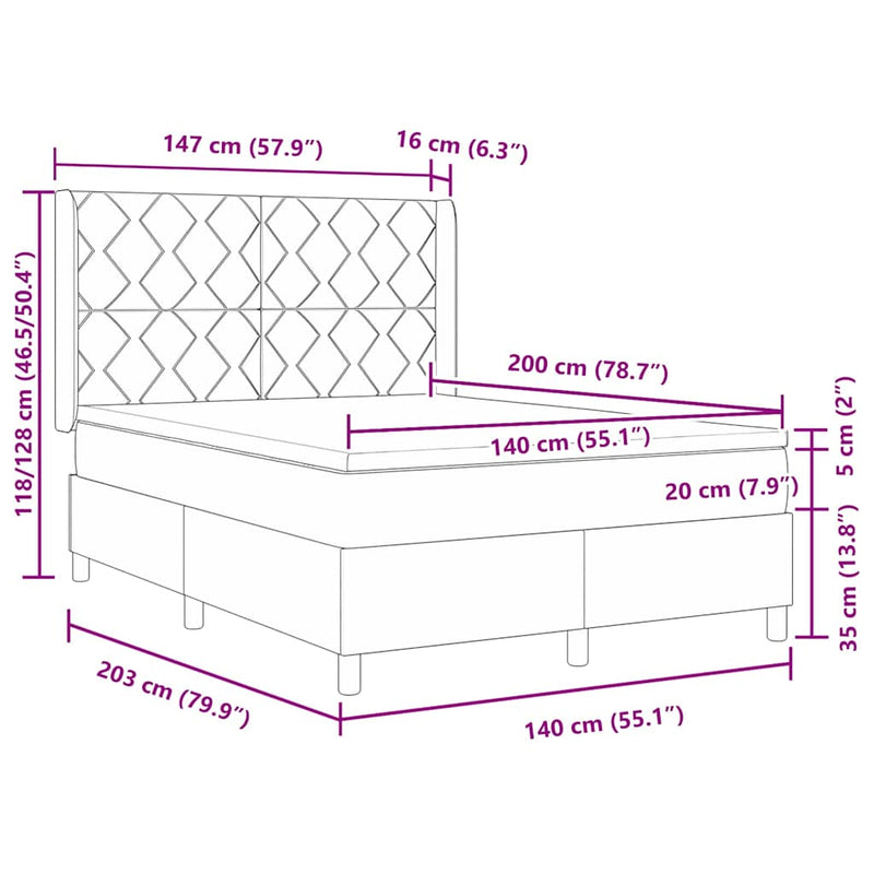 vidaXL Boxrugós ágy fejtámlával Sötétzöld 140 x 190 cm Bársony