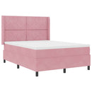 vidaXL Boxrugós ágy fejtámlával Rózsaszín 140 x 190 cm Bársony