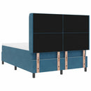 vidaXL Boxrugós ágy fejtámlával Kék 140 x 200 cm Bársony