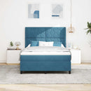vidaXL Boxrugós ágy fejtámlával Kék 160 x 200 cm Bársony
