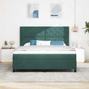 vidaXL Boxrugós ágy fejtámlával Sötétzöld 180 x 200 cm Bársony