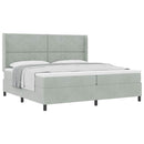 vidaXL Boxrugós ágy fejtámlával Világosszürke 200 x 200 cm Bársony