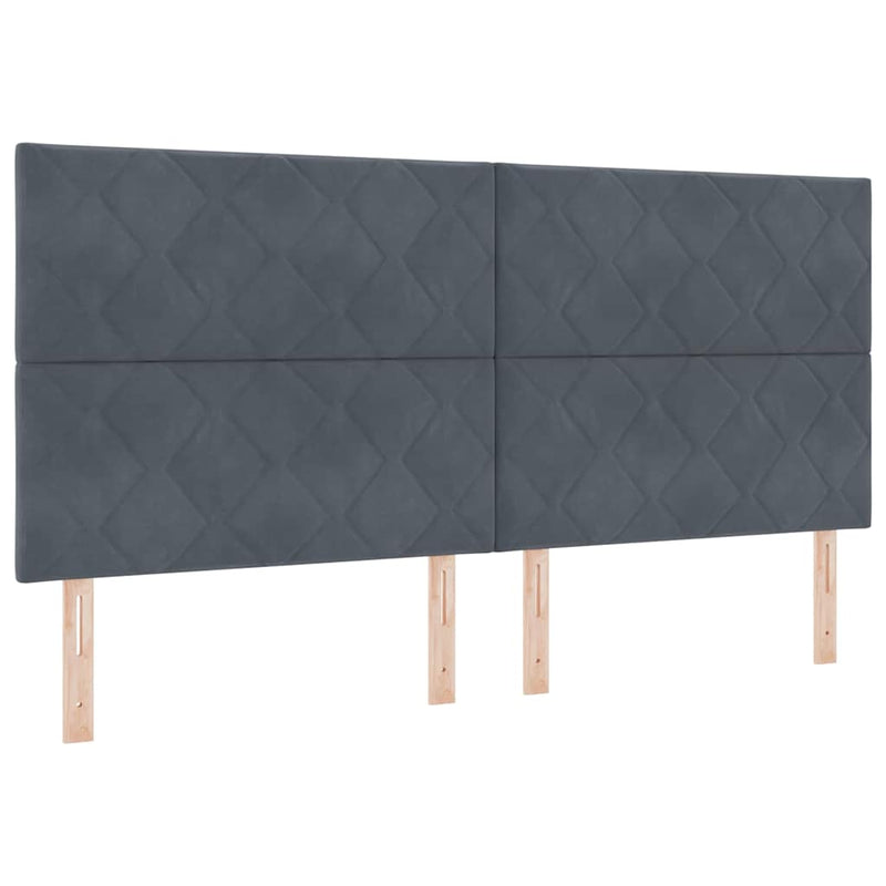 vidaXL Boxrugós ágy fejtámlával Sötétszürke 200 x 200 cm Bársony