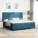 vidaXL Boxrugós ágy matracmal fejtámlával Kék 200 x 200 cm Bársony