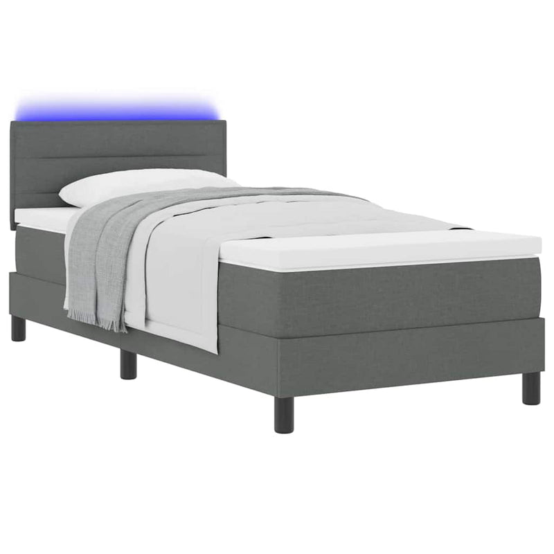 vidaXL Boxrugós ágy matracmal Sötétszürke 90 x 190 cm szövet