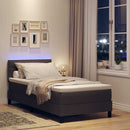 vidaXL Boxrugós ágy matracmal leddel Sötét Barna 90 x 190 cm szövet