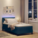 vidaXL Boxrugós ágy matracmal leddel Kék 90 x 190 cm szövet