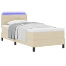 vidaXL Boxrugós ágy LED szalagokkal Krém 90 x 200 cm szövet