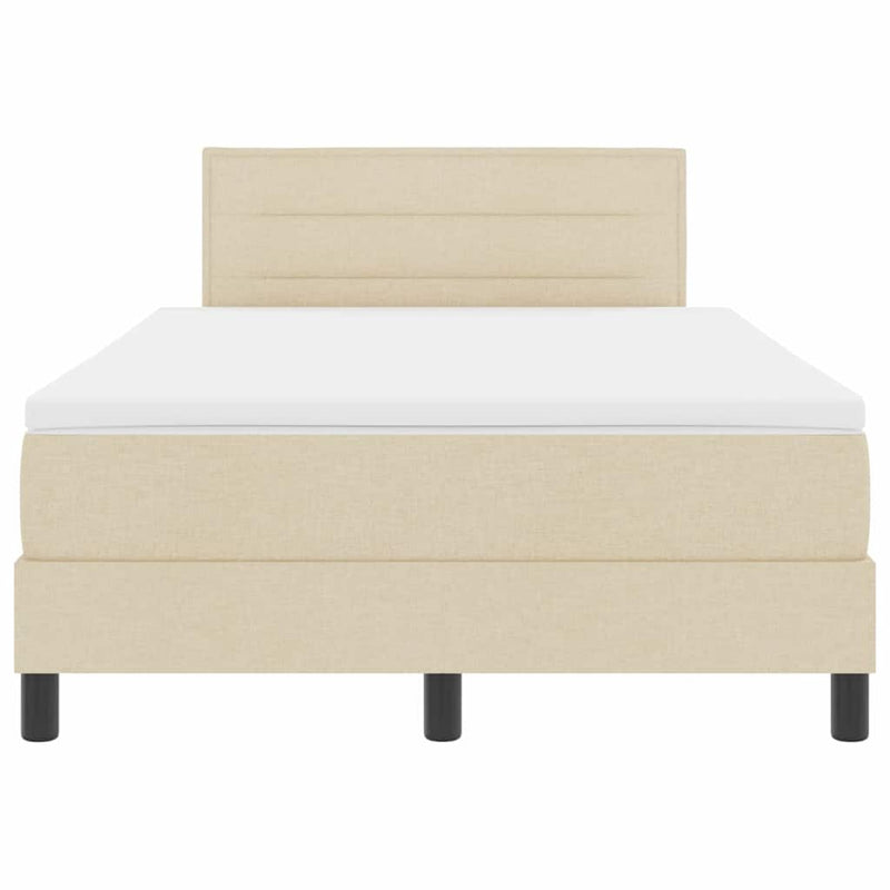 vidaXL Boxrugós ágy matracmal fejtámlával Krém 120 x 190 cm szövet