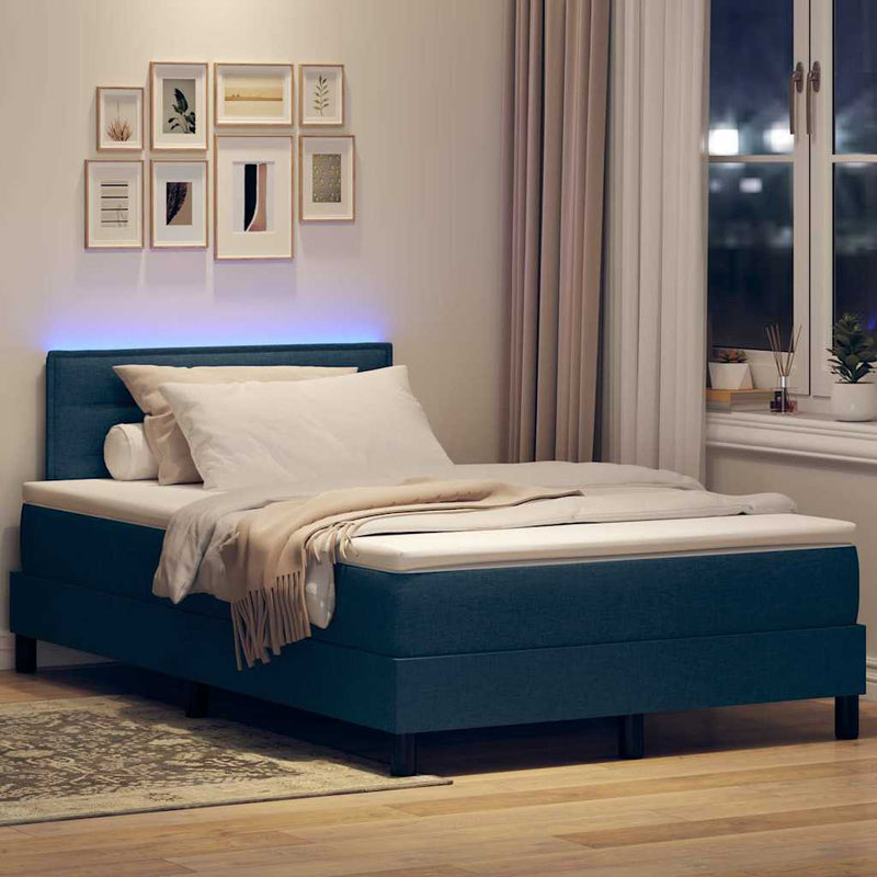 vidaXL Boxrugós ágy matracmal fejtámlával Kék 120 x 200 cm szövet