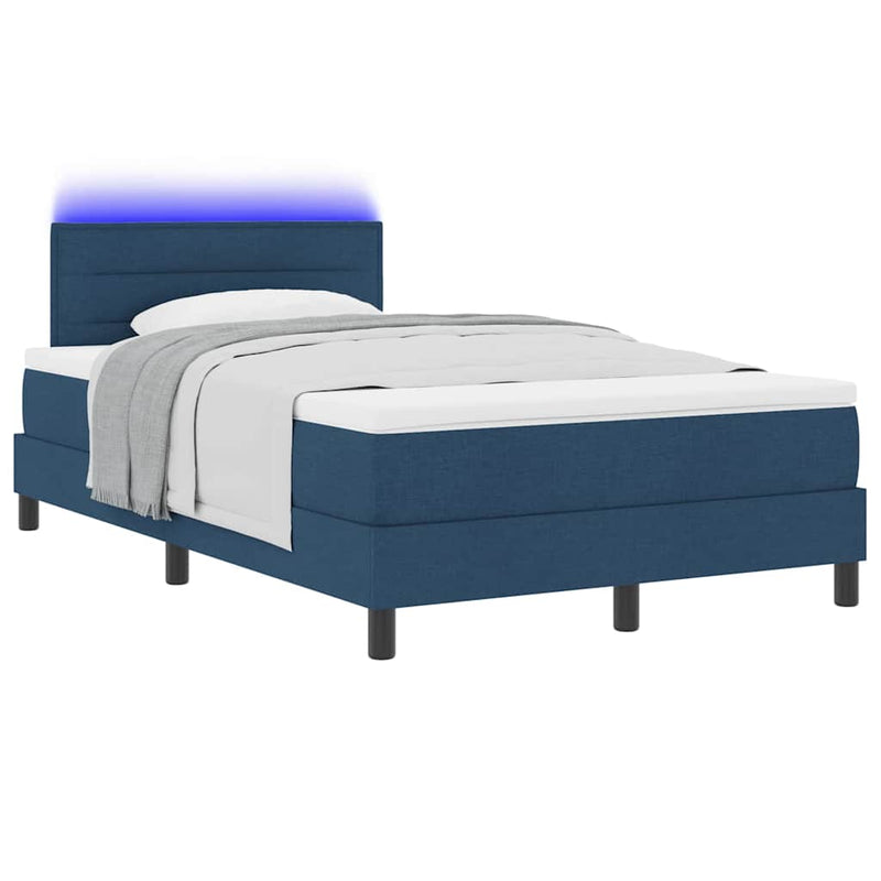 vidaXL Boxrugós ágy matracmal fejtámlával Kék 120 x 200 cm szövet