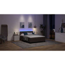vidaXL Boxrugós ágy LED szalagokkal Sötét Barna 140 x 200 cm szövet