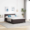 vidaXL Boxrugós ágy LED szalagokkal Sötét Barna 140 x 200 cm szövet