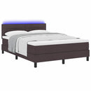 vidaXL Boxrugós ágy LED szalagokkal Sötét Barna 140 x 200 cm szövet