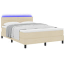 vidaXL Boxrugós ágy matracmal leddel Krém 140 x 200 cm szövet