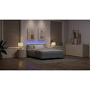vidaXL Boxrugós ágy LED szalagokkal Világosszürke 160 x 200 cm szövet
