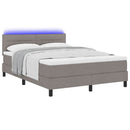 vidaXL Boxrugós ágy LED szalagokkal Tópszínű 160 x 200 cm szövet