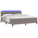 vidaXL Boxrugós ágy LED szalagokkal Tópszínű 180 x 200 cm szövet