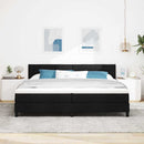 vidaXL Boxrugós ágy LED szalagokkal Fekete 200 x 200 cm szövet
