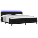vidaXL Boxrugós ágy LED szalagokkal Fekete 200 x 200 cm szövet
