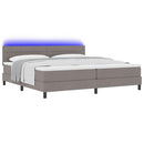 vidaXL Boxrugós ágy LED szalagokkal Tópszínű 200 x 200 cm szövet