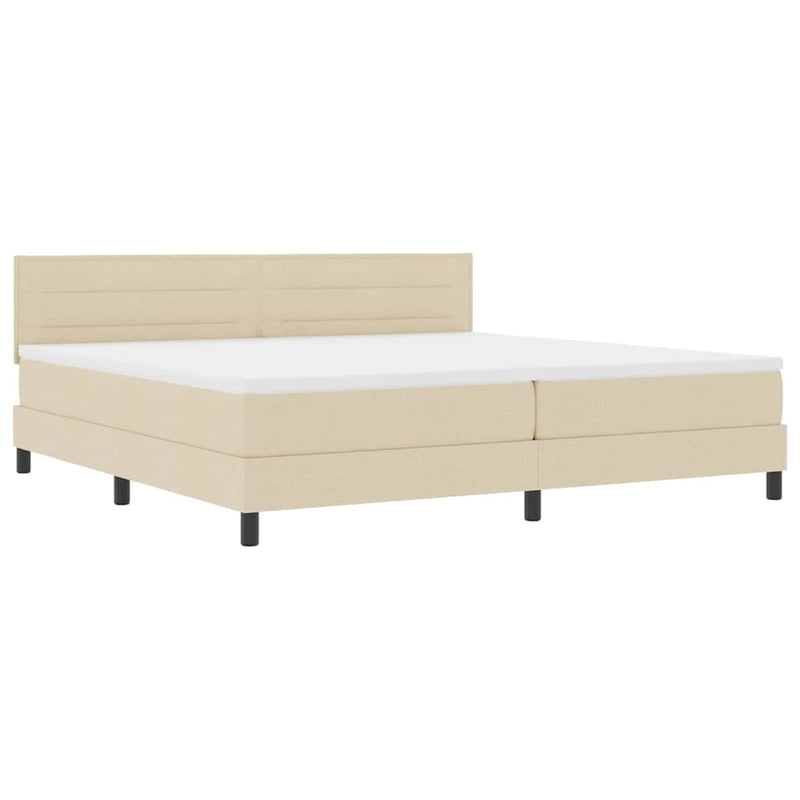 vidaXL Boxrugós ágy matracmal fejtámlával Krém 200 x 200 cm szövet